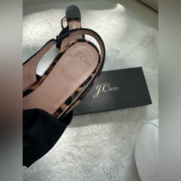J. Crew Animal Print Slingback Flats with Large Black Bows, New, never worn! - Picture 5 of 13